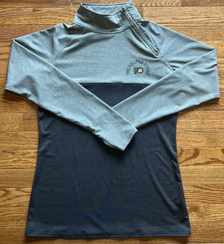 Philadelphia Flyers Womens Mock Neck Pullover Sweater Size Medium Gray Two Tone Cover