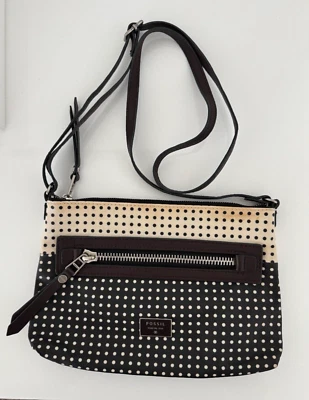 FOSSIL LUNARES DAWSON BANDOLERA MONEDERO LONA CUERO MARRÓN ZB6591 Foto 1 de 3