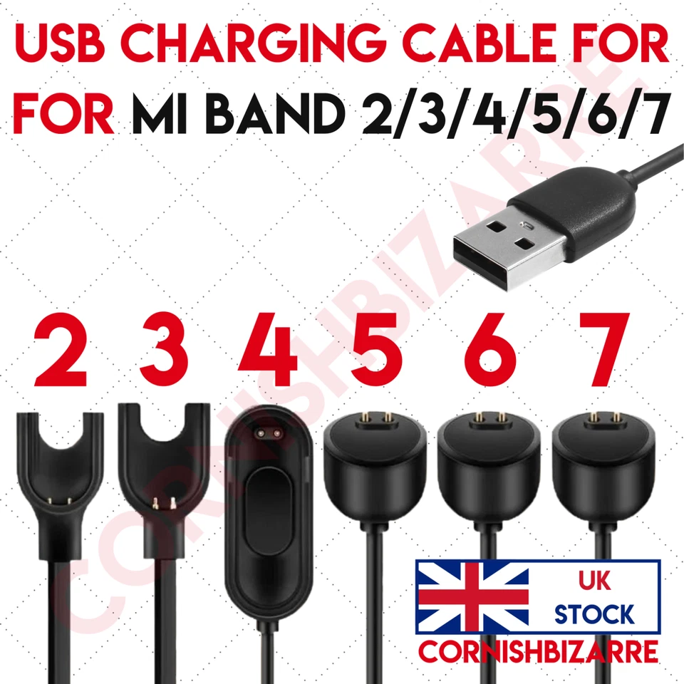 XIAOMI MI BAND 2/3/4/5/6/7 USB CHARGING CABLE FOR MI SMART BRACELET CHARGER CORD