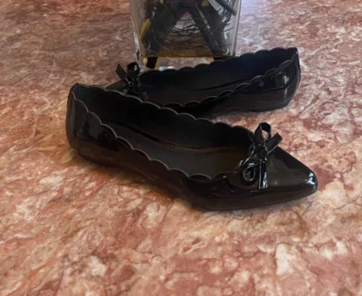 NUEVO KATE SPADE Eleni Flex Festoneado Negro Charol Flex Planos Talla 6M $228 Foto 1 de 4