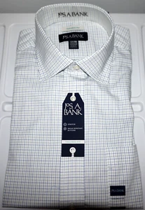 Jos A Bank Dress Shirt 16.5 - 34/35 Tailored Fit White Mini Check NWT #BV - Picture 1 of 6