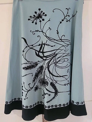 Anthropologie Basil & Maude Skirt Blue & Black, Sequins & Beads Sz 6 Foto 1 de 4