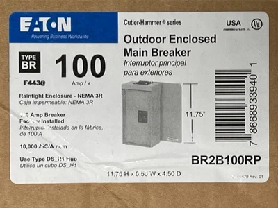 Eaton BR2B100RP Outdoor Enclosed Main Breaker 100A - 全新 — 第 1/4 张图片
