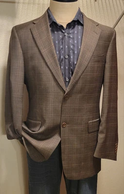 Flawless Daniel Cremieux Brown Windowpane Wool Sport Jacket Blazer 40 R MINT! - Image 1 of 4