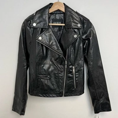 Chaqueta de moto Guess imitación cuero vegano serpiente en relieve talla XS NUEVA CON ETIQUETAS Foto 1 de 4