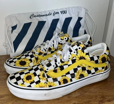 Vans Old Skool Sunflower Customised Trainers Size 9 UK with dust bag. (B1)  - Image 1 of 4
