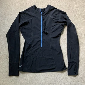 Pullover vintage Solumbra 3/4 cremallera para mujer S negro nailon spandex protección solar - Imagen 1 de 9