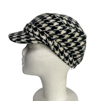 Gorra de noticiero D&Y pata de gallo acrílica negra blanca talla única para la mayoría Y2k Preppy Foto 1 de 4