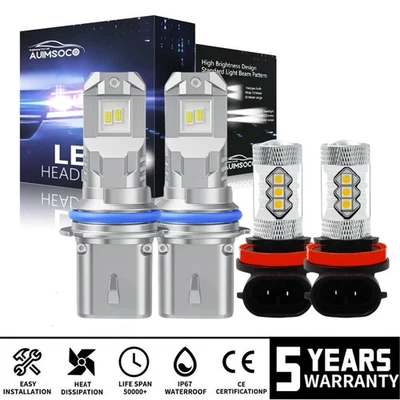 For Pontiac Pursuit 2005 2006 4x 10000K LED Combo Headlights + Fog Lamp Bulbs — 第 1/4 张图片