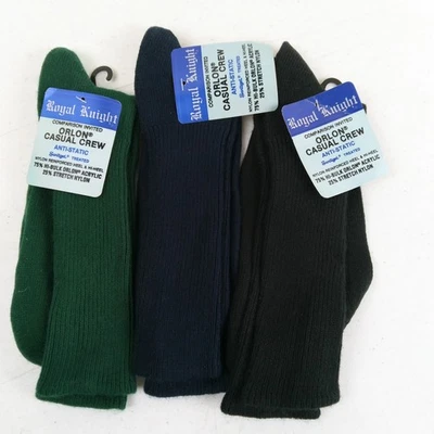 Juego de 3 calcetines de vestir vintage Royal Knight Orlon para hombre 10-13 verde marino negro Foto 1 de 4
