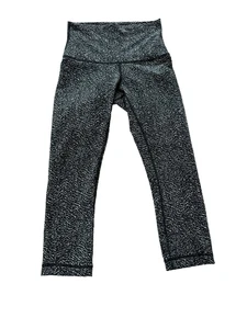 Lululemon Pants Womens 4 Black White High Rise Patterned Yoga Leggings Athletic - Picture 1 of 7
