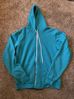 Sudadera con capucha American Apparel verde azulado cremallera completa para hombre grande Foto 1 de 4