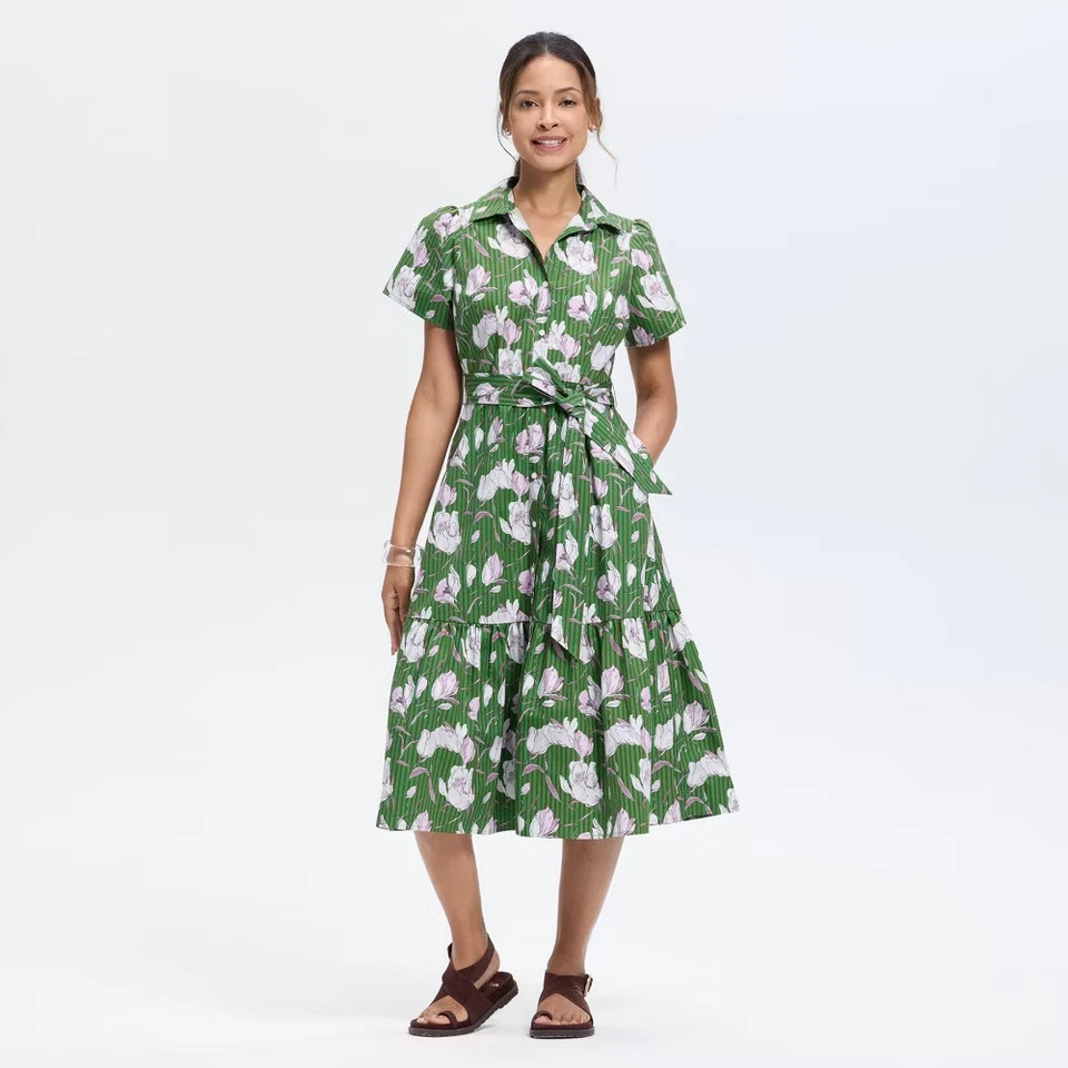 Women's Button-Down Short Sleeve Midi A-Line Dress - Universal Thread - Image 1 of 1