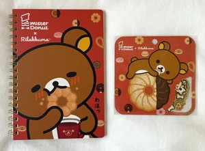 Mister Donut x Rilakkuma Korilakkuma Notizbuch & Aufkleber Flockensiegel Set San-X - Bild 1 von 5