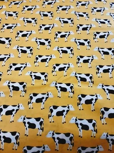 Robert Kaufman fabric Country Side Yellow Cows Cotton 4 Yds x 44 Yards - Picture 1 of 5