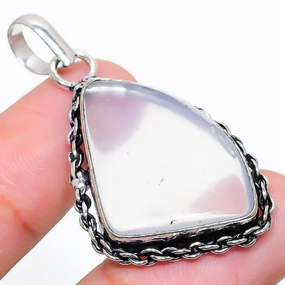 Pendente In Argento Sterling 925 Fatto A Mano In Opale Latteo 1.81" - Immagine 1 di 4