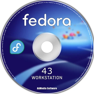 Fedora 43 Workstation Live Bootable Installation DVD Linux Operating System - Image 1 of 3