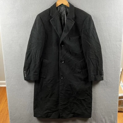 Abrigo Ralph Lauren de Colección para Hombres 38R Negro Lana Cachemira Trench Pea Abrigo Abrigo Abrigo Foto 1 de 4