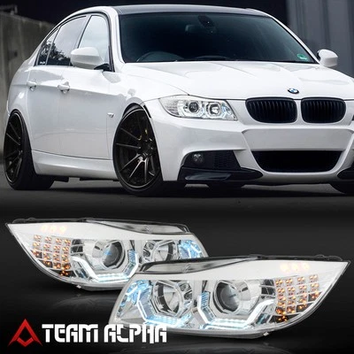 Faro proyector cromado para BMW E90 2009-2012 {F30 estilo 3D HALO/LED SEÑAL} Foto 1 de 4