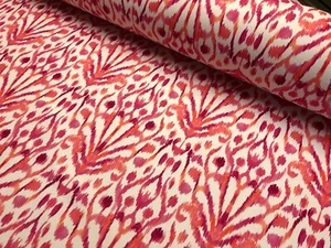 Pink Ikat Floral Fan Damask Flower Fabric Paisley Deco Cotton Material 55'' wide - Picture 1 of 11