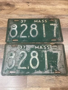 Sammlerstück Set 1939 Massachusetts Auto Auto Nummernschild Etikett 82.817 - Bild 1 von 2