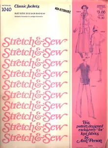 Stretch & Sew #1040  ~ Classic Jackets ~ Bust Sizes: 30-32-34-36-38-42-44 ~ - Picture 1 of 4