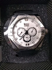 NEW Wohler 0348M-WHT Men's Reinhard Collection Black/White Day Silicone Watch - Picture 1 of 1