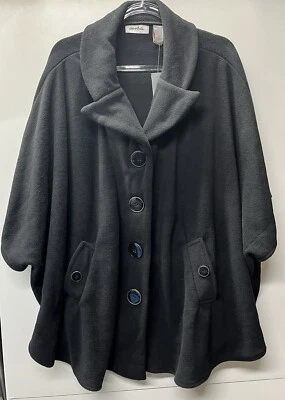 Nueva capa para mujer Le Moda negra polar botones grandes bolsillos talla única Foto 1 de 3