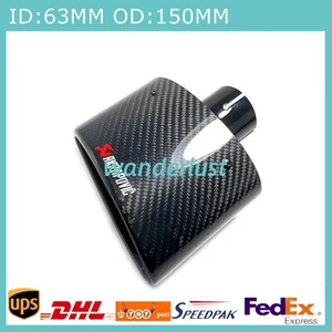 1X Akrapovic Oval Exhaust Pipes Stainless Black Muffler Pipe ID:63MM OD:150MM - Foto 1 di 6