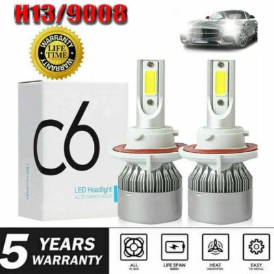 2X COB H13 9008 LED Faros Bombillas Kit Alto Bajo 6500K Blanco Súper Brillante Foto 1 de 4