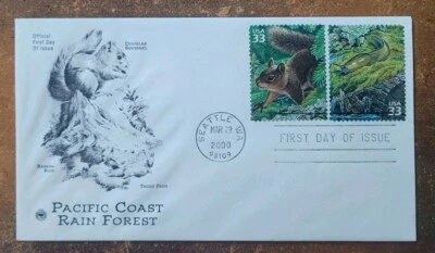 US FDC # 3378 I & J  Pacific Coast Rain Forest 2000. - Image 1 of 4