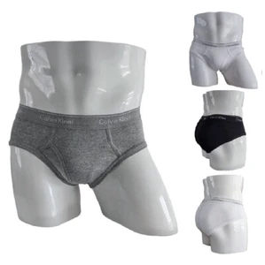 Calvin Klein Men's Briefs Hip 4-Pack Classic Fly 100% Cotton Black Grey White XL - Picture 1 of 9