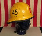 Vintage Firefighters Yellow Helmet Firemans No.45 Fire Dept.Turnout Gear Nice!