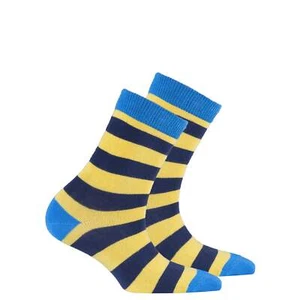 Kids Blue Canary Stripe Socks - Picture 1 of 7