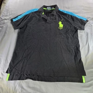 Ralph Lauren Polo Para Hombres Grande Negro Big Pony Camisa Malla Calce Ajustado Preppy Golf - Imagen 1 de 11