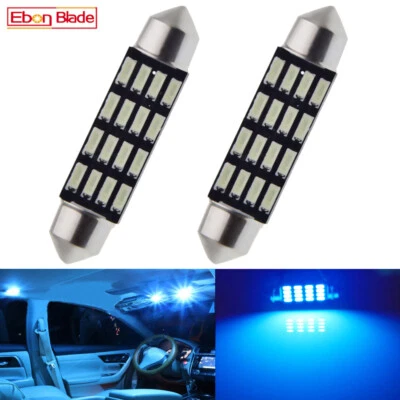 2X 39MM ICE BLUE LED Festoon 16 LED Dome Interior Festoon Bulb License Plate 12V - Image 1 of 4