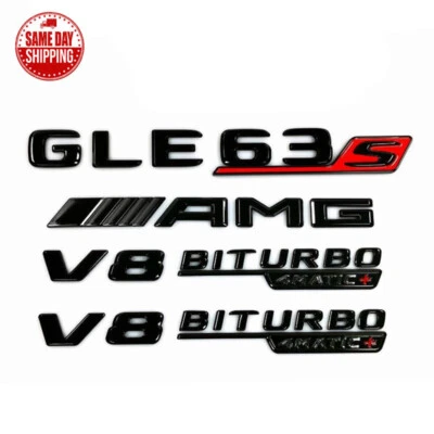 Gloss Black GLE63S AMG V8 BITURBO 4matic+ Sticker Emblem Badge For GLE63s AMG - Image 1 of 4