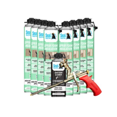 SEAL SPRAY FOAM Seal Spray Closed Cell Insulating Foam Can Kit w/Gun Applicator&Cleaner (200 BF)