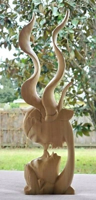 ESCULTURA DE MADERA TALLADA A MANO FIGURAS FEMENINAS MASCULINAS MODERNAS DE MEDIADOS DE SIGLO ARTE ABSTRACTO Foto 1 de 4