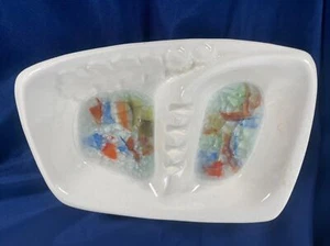 Sunkiss Van Nuys California MCM Pottery Ashtray Fused Crackle Glass 1959 - Picture 1 of 15