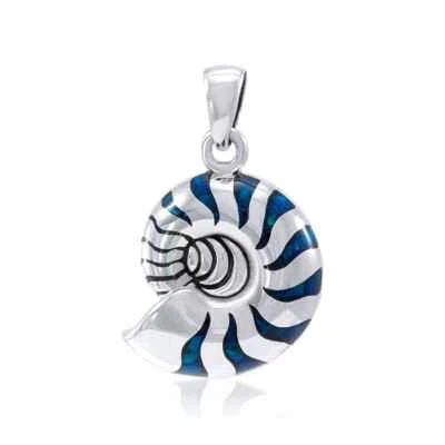 Ciondolo In Argento Sterling 925 Con Conchiglia Nautilus Gioielli Di Mare - Immagine 1 di 4