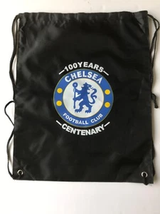 CHELSEA FC 100 anni centenario disegno stringa cinch bag 16” x 13” nero - Foto 1 di 2