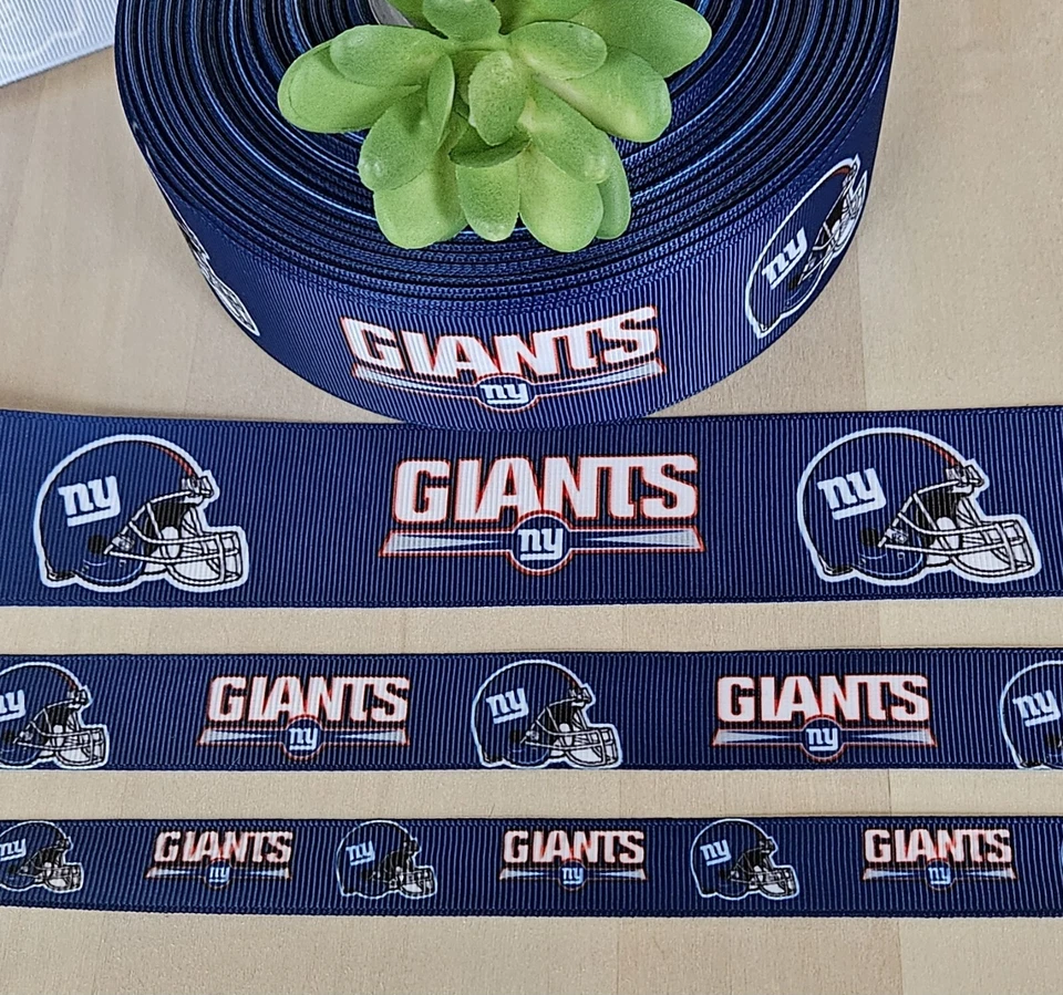 5/8, 7/8 & 1.5" (1 YD) New York Giants Grosgrain Ribbon Football Cheer Lanyard - Image 1 of 1