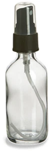 CLEAR GLASS Bottles 2 oz (60 ml) with BLACK Fine Mist Sprayers (3-6-12-24 count) - Picture 1 of 1