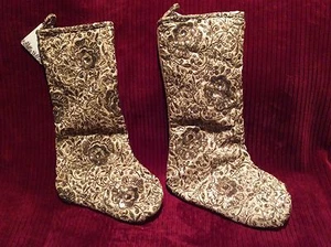 NEW Elegant Trimsetter by Dillard's GOLD Sequin Christmas Stockings 20"x7" Lot 2 - Picture 1 of 4