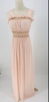 Vestido de pijama vintage años 50 Silknit lencería talla 38 rosa con encaje café maxi Foto 1 de 4