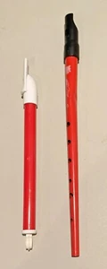 12½" SWEETONE by Clark Red Metal Flute + 10" Proll Toys Red Whistle Slider - Picture 1 of 8