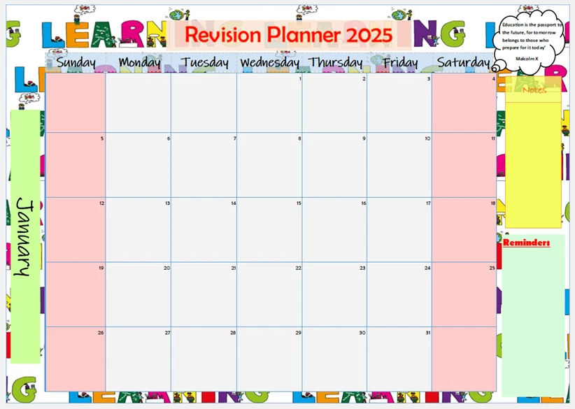 Revision Planner - Wall Hanging Laminated Six Month Planner - Image 1 of 1