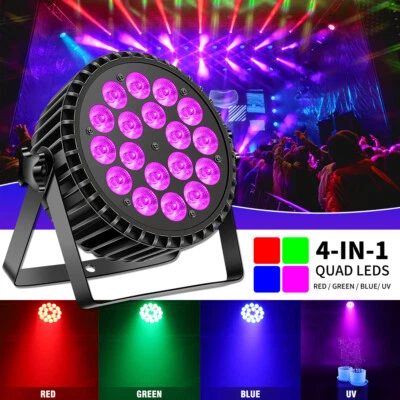 4X 200W PAR Strahler 18LED Wash RGB UV Lichteffekt DMX Party Disco Bühnenlicht - Bild 1 von 4