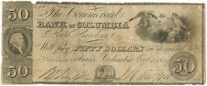 1849 Bank of Columbia South Carolina SC 50 $ No.40 Sh148 (L0875) - Bild 1 von 2